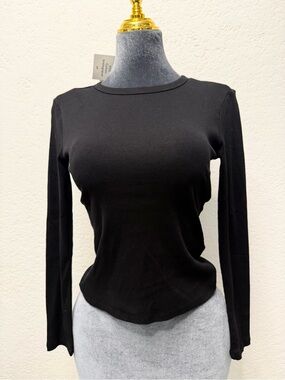 H&M Black Long-Sleeve Crewneck Slim Top